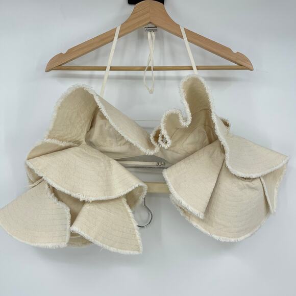 Jacquemus | La Brassiere Artichaut Ruffled Bralette in Off White Crop Top 34 XS - Picture 4 of 16